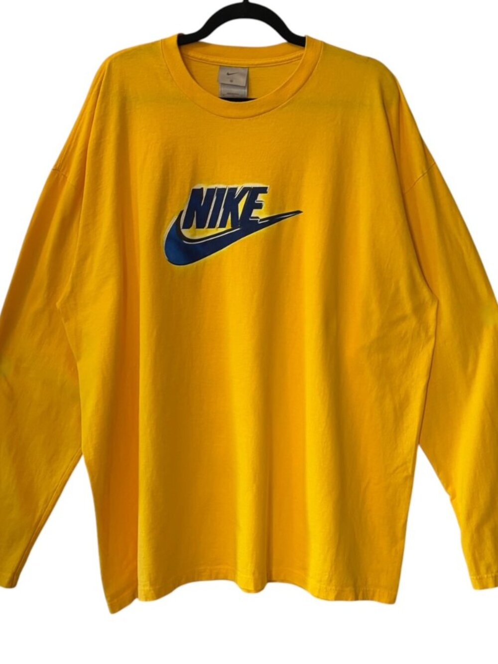Vintage Nike Yellow T Shirt Men L Graphic L/S 90s Gorpcore Streetwear Y2K